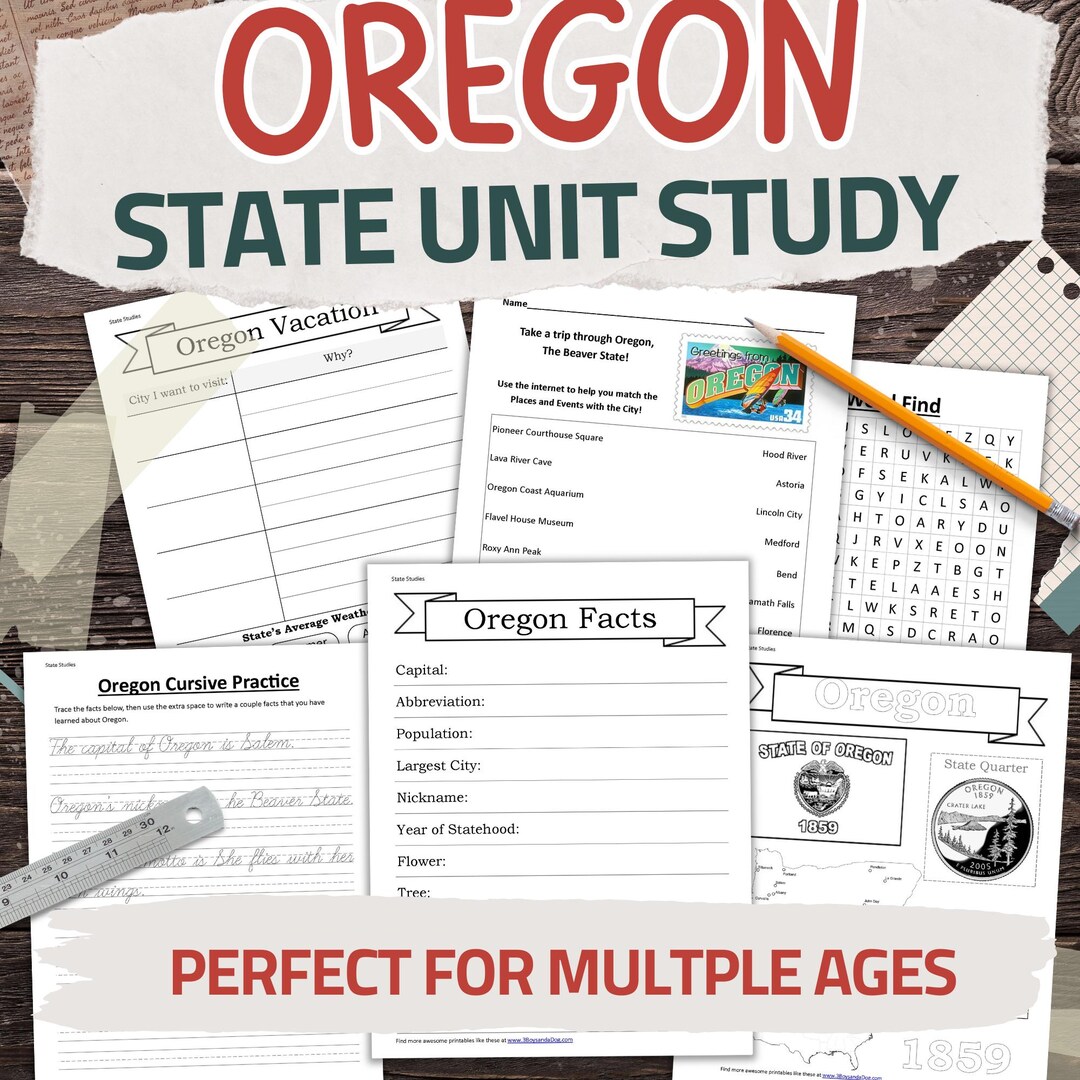 Oregon State Worksheet Pack: Printable Geography and History Unit Study ...