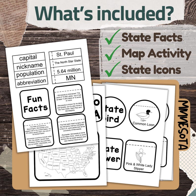Minnesota State Lapbook: Printable Geography and History Notebook Pages ...