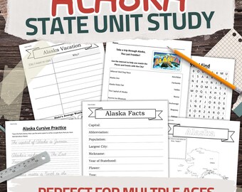Alaska State Worksheet Pack: Printable Geography and History Unit Study Kit