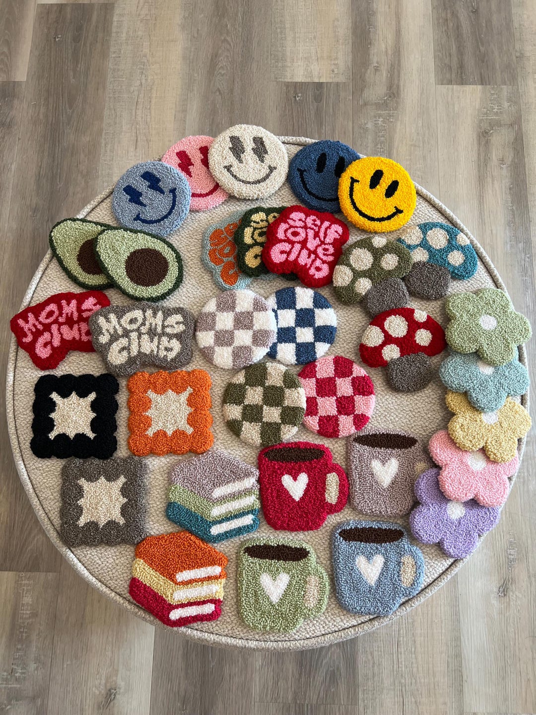 Punch Needle Coaster, Mug Rug, Handmade Coasters, Trendy Home Decor ...
