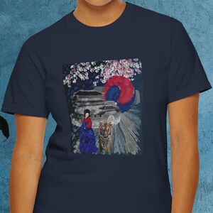 Korean Shirt, Mystical Korean Unisex T-shirt, Korean Graphic Tee, Asian Symbol Top, Midnight Dream T-shirt, Gift for Korean Fans