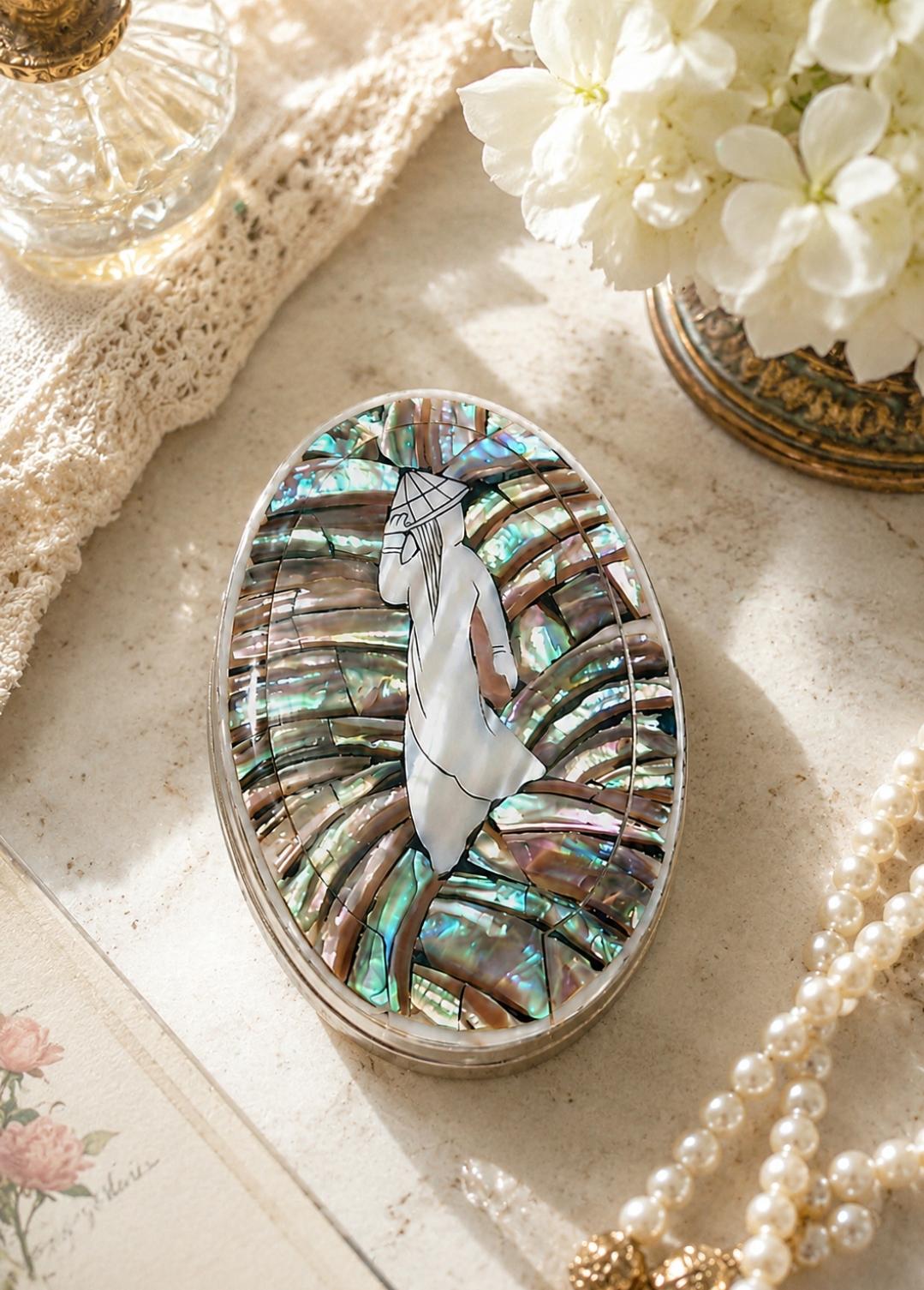Vintage Shell Compact - Etsy