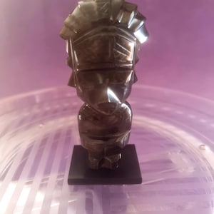 Vintage Gold Obsidian Aztec Mayan Statue Warrior Mexican Stone Home Art Deco Office Deco Studio Deco Art Gold Stone Obsidian Retro Art