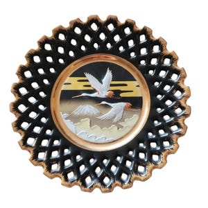 Vintage Japanese &quot;The Art Of Chokin&quot; 24k Gold Decorative Plate