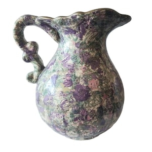 Vintage Floral Ceramic Pitcher Vase: Spring Home Decor
