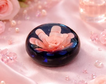 Vintage Heavy Glass Paperweight – Solid Desk Accent | 7cm Tall x 10cm Wide