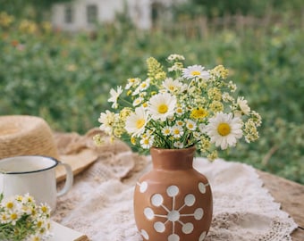 Vaso in ceramica vintage a forma di bocciolo / Ceramica floreale moderna di metà secolo (11 cm)