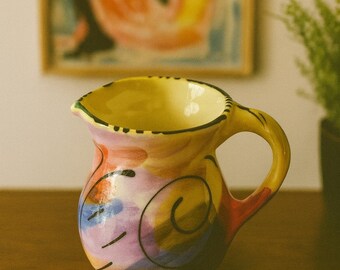 Ceramic Pitcher - Handmade Vintage Vase for Home Decor or Drinks
