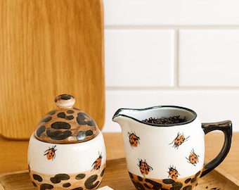 Sugar Bowl And Creamer Tea Set - Handcrafted Vintage Pottery Tableware Collection
