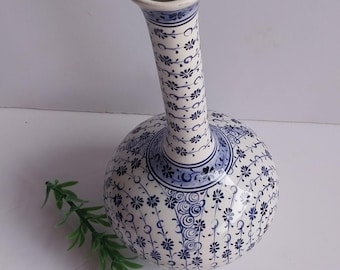 Vintage Iznik Design Hand Made Teardrop Ceramic Vase From Turkey