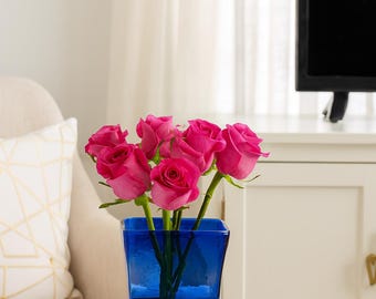 コバルトブルー ソメルソ アートガラス花瓶 ミッドセンチュリー