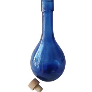 VTG Cobalt Blue Acqua Della Madonna Glass Decanter/Bottle Made In Italy