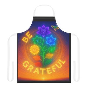 Grateful Apron with 5-Color Straps, Unique Cooking Gift, Home Chef Essential, Colorful Kitchen Attire, Inspirational Gift Idea