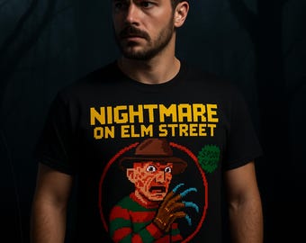 8-bits Freddy Krueger T-shirt: retro horror grafisch shirt