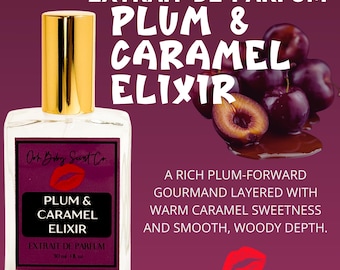 Perfume Elixir de Ciruela y Caramelo Extrait De Parfum / Fragancia Gourmand Oscura / Regalo para ella / Perfume Extrait Artesanal / 10ML 30ML 60ML