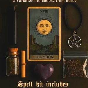 Kit di incantesimi di protezione/ritorno al mittente - Candele decorate per rituali, Cristalli, Tarocchi/Carte Oracolo, Cristalli raccolti, Adesivi stregoneschi