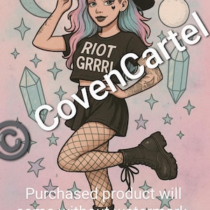 Riot Grrrl Hexe Kunstdruck: Pastel Grunge Pin-Up (Digitaler Download