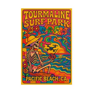 Turmalin Surf Park in Pacific Beach San Diego - Poster Gerollt Wand Kunst, Großes Kunstwerk, Surfen Poster, Küsten Dekor, Ozean Kunst