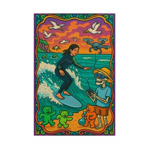 Surfer at La Jolla Shores San Diego Rolled Poster, Ocean Beach Coastal Wall Art, Surfing Print, Beach Lover Gift, Coastal Decor