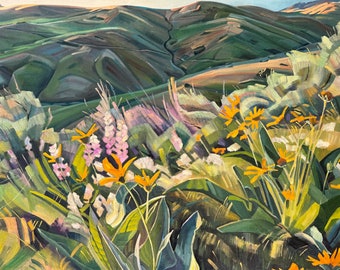 Hawkins Range Reserve with Wildflowers - giclee print on paper or canvas