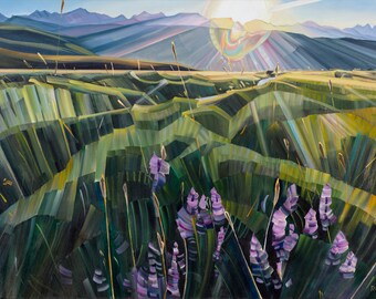 Sawtooths from Decker Flat with Lupine - giclee print on paper or canvas