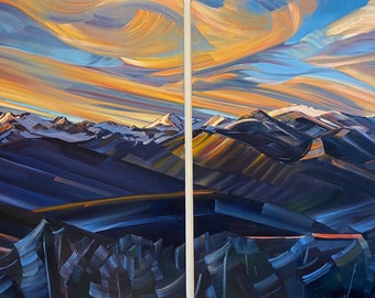 Spanish Peaks Diptych - giclee print on paper or canvas