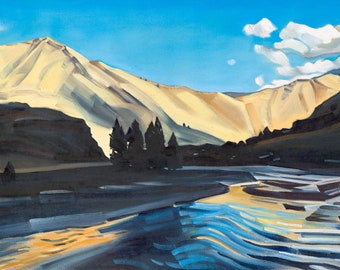 Evening Glow on the Main Salmon - giclee print on paper or canvas