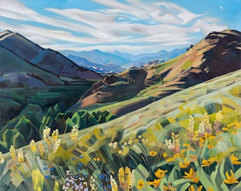 Big Wood Valley and Boulder Mountains from Gimlet - giclee print on paper or canvas