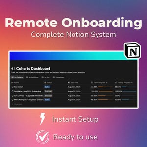 Remote Employee Onboarding Portal – Notion Template | HR Dashboard | Task & Training | Custom Templates for You