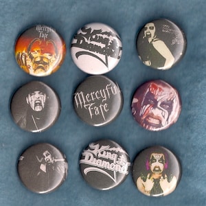 KING DIAMOND 1&quot; Pins Buttons Badges Set of 9 Mercyful Fate Satanic Black Metal