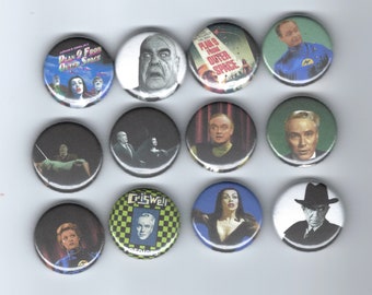 Plan 9 FROM OUTER SPACE 1" Pins Sci-fi Cult Film, B-Movie 12 Quirky Designs