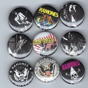 The Ramones Pinback Buttons: 70s Punk Rock Pins, Set of 9