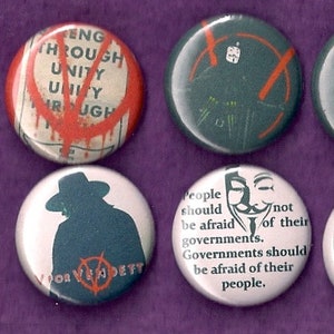 V for VENDETTA Pins Buttons Badges alan moore art comic book cult movie