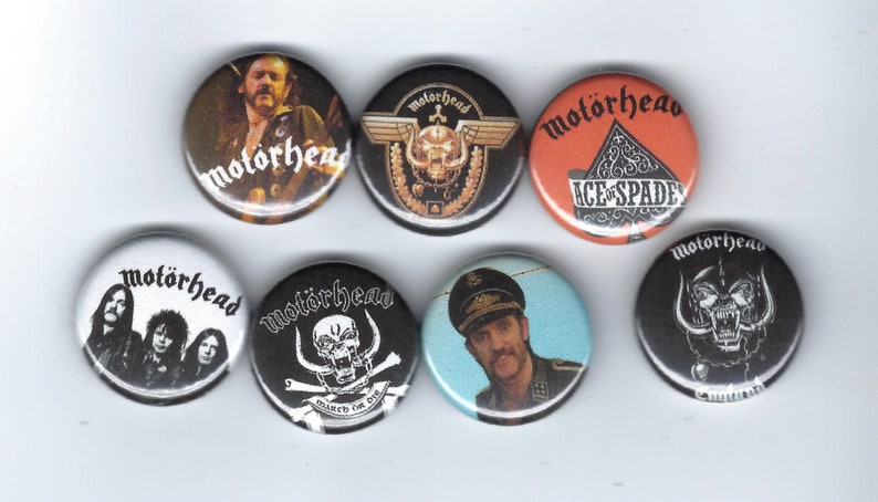 MOTORHEAD Set of 7 Pins Buttons Badges Punk Rock Heavy Metal Lemmy Ace of Spades image 1