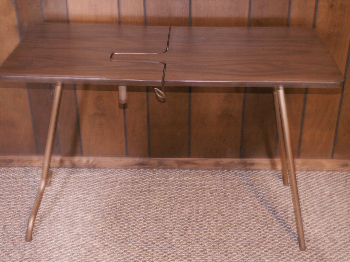 Vintage Wood Sewing Table with Folding Metal Legs Sirco Mfg. Etsy
