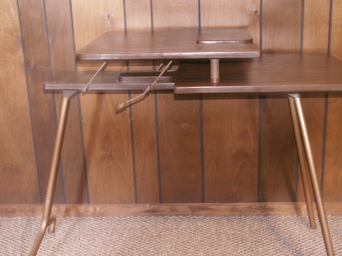 Vintage Wood Sewing Table with Folding Metal Legs Sirco Mfg. Etsy