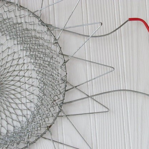 Vintage Wire Red Handled Collapsible Egg Basket