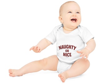 Naughty or Nice Organic Cotton Baby Bodysuit | Christmas Holiday