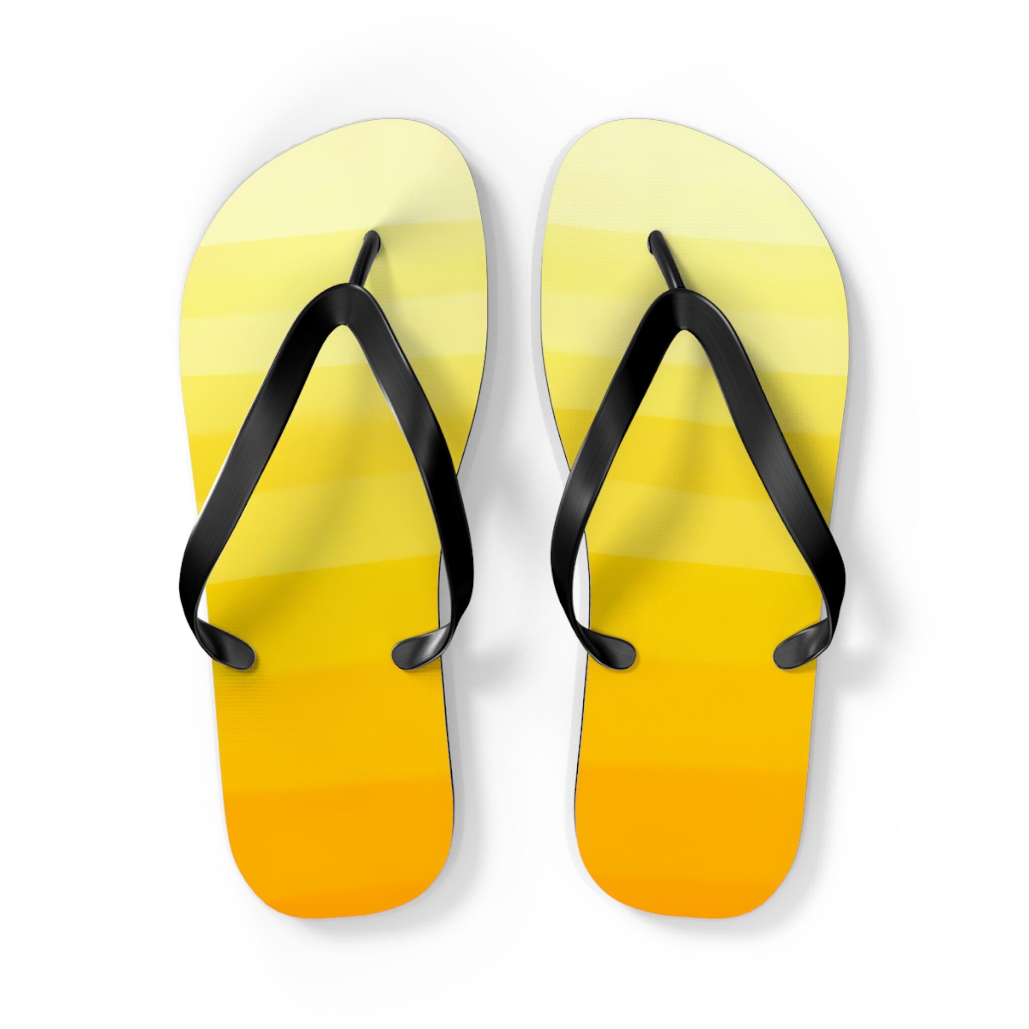 Yellow Ombre Flip Flops | Striped Beach Sandals - Etsy