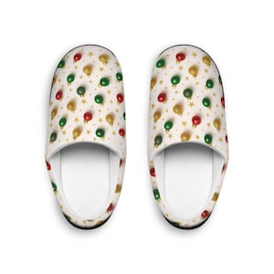 Festive Ornament Indoor Slippers for Women, Cozy Holiday Footwear, Christmas Gifts, Winter Comfort, Home Decor