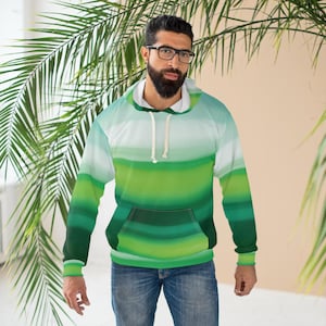 Green Ombre Stripe Hoodie | Gradient Forest Pullover