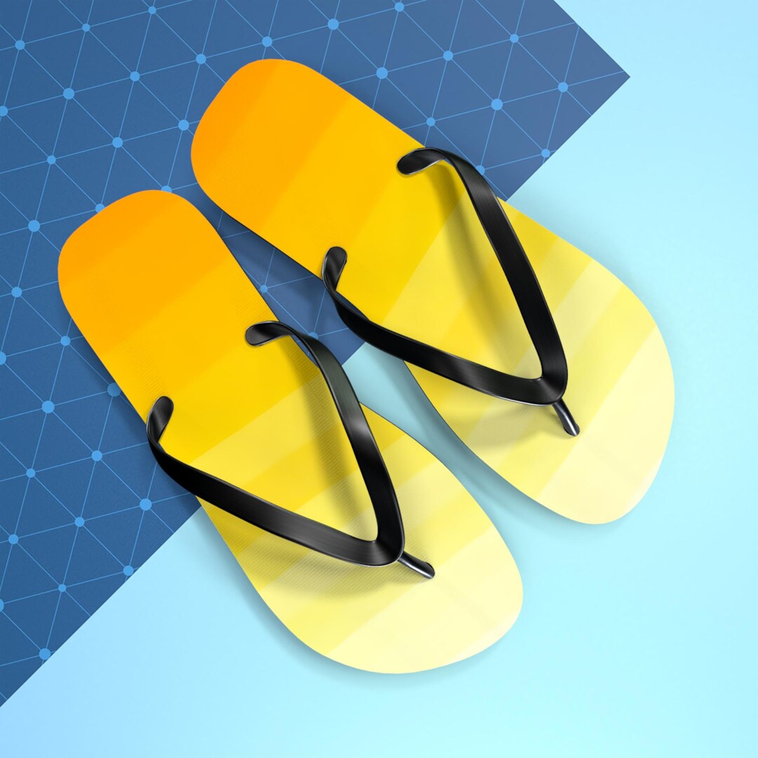 Yellow Ombre Flip Flops | Striped Beach Sandals - Etsy