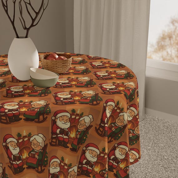 ヴィンテージ サンタ テーブルクロス ヴィンテージサンタテーブルクロス：クリスマスのダイニングを華やかに
