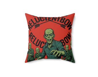 Vintage Horror Zombie Faux Suede Square Pillow, Spooky Halloween Home Accent