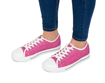 Zapatillas bajas de lona rosa lavada para mujer / Estilo retro informal