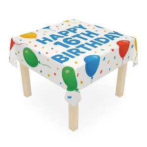 Mantel de Feliz 16º Cumpleaños, Decoración Festiva para Fiestas, Cubierta de Mesa para Celebración de Cumpleaños, Artículos para Fiestas Infantiles, Tema de Globos Coloridos