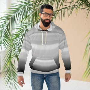 Gray Ombre Stripe Hoodie | Gradient Pullover