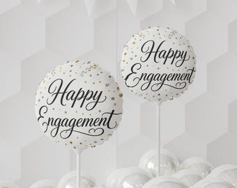 Ballon « Fiançailles joyeuses » | Ballon rond en aluminium en forme de cœur de 28 cm