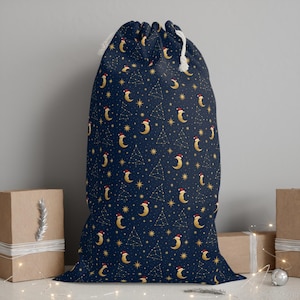 Celestial Moon and Stars Sack | Drawstring Pouch