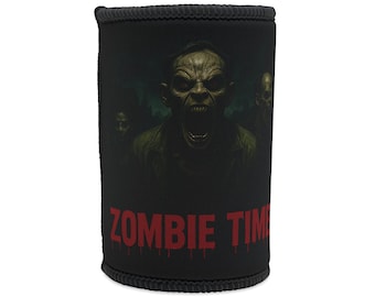 Zombie Time Stubby Cooler, Halloween feestaccessoire, bierblikisolator, uniek cadeau voor zombieliefhebbers en gamers, griezelige drankhouder